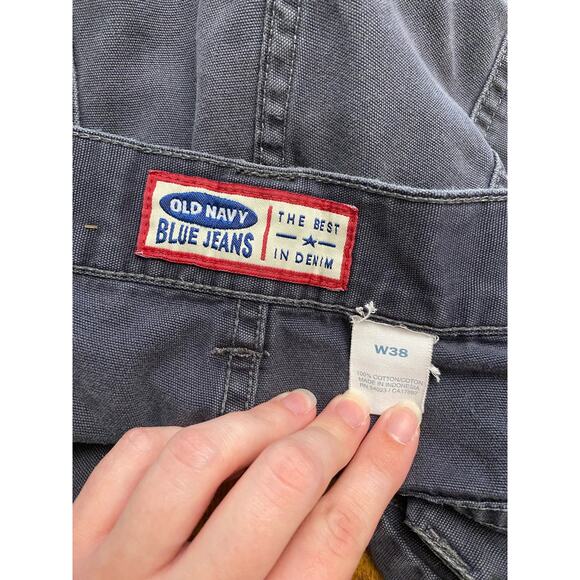 Old Navy Vintage Carpenter Shorts Mens W38‎ Slate Gray Y2K Streetwear - Picture 2 of 12